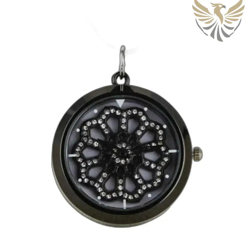 Montre Pendentif Femme Rose Noire Chic