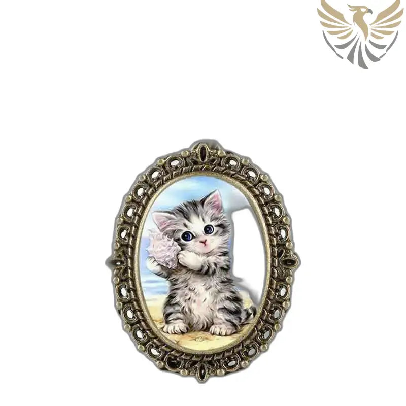 Pendentif Chaton Kitty avec Montre Collier Bronze